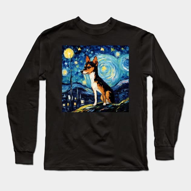 Toy Fox Terrier Starry Night Long Sleeve T-Shirt by NatashaCuteShop